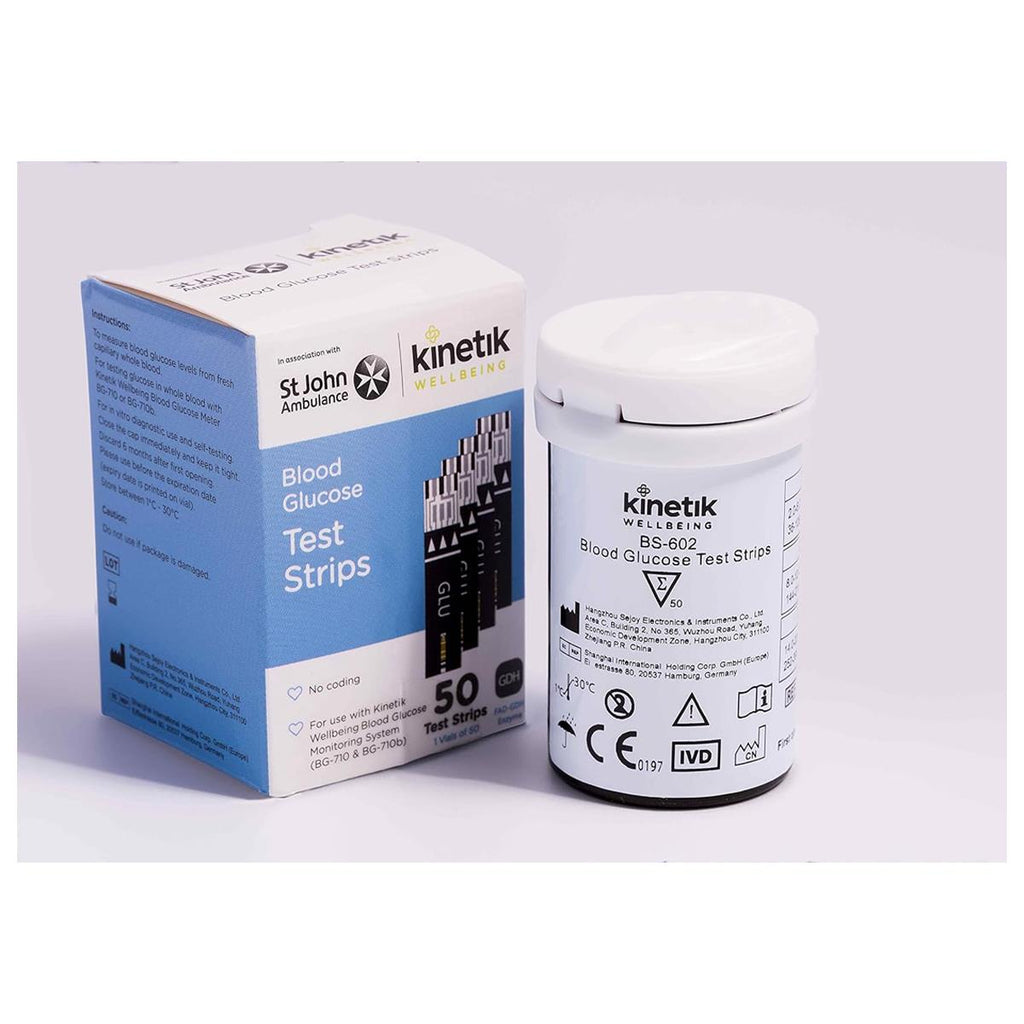 Kinetik Wellbeing Blood Glucose Test Strips Diabetic Glucose Strips For Blood Sugar Level Monitors And Diabetes Management Pack of 50
