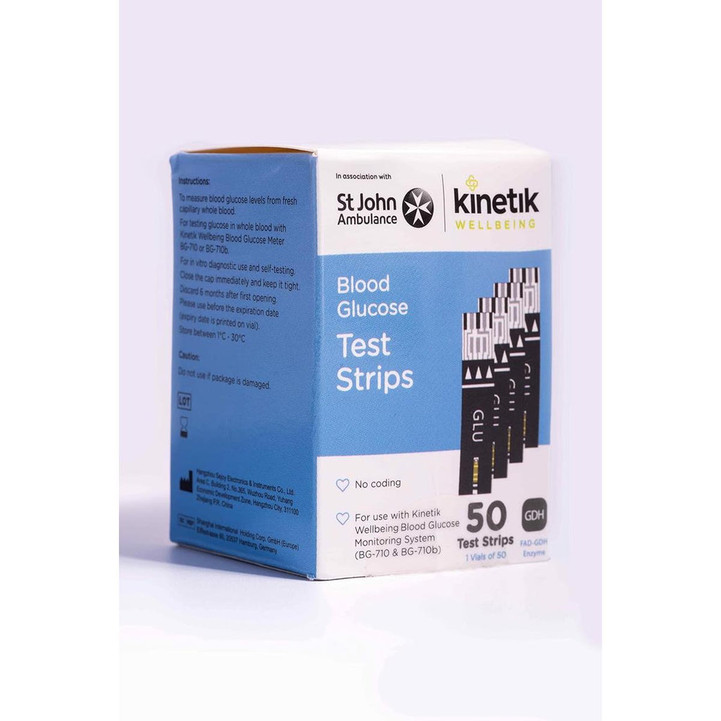 Kinetik Wellbeing Blood Glucose Test Strips Diabetic Glucose Strips For Blood Sugar Level Monitors And Diabetes Management Pack of 50