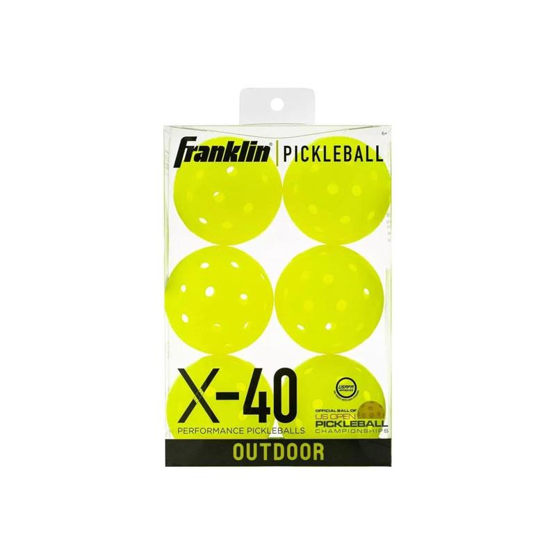Franklin Outdoor X-40 Pickleball -Vellum Pack of 6 Optic Yellow
