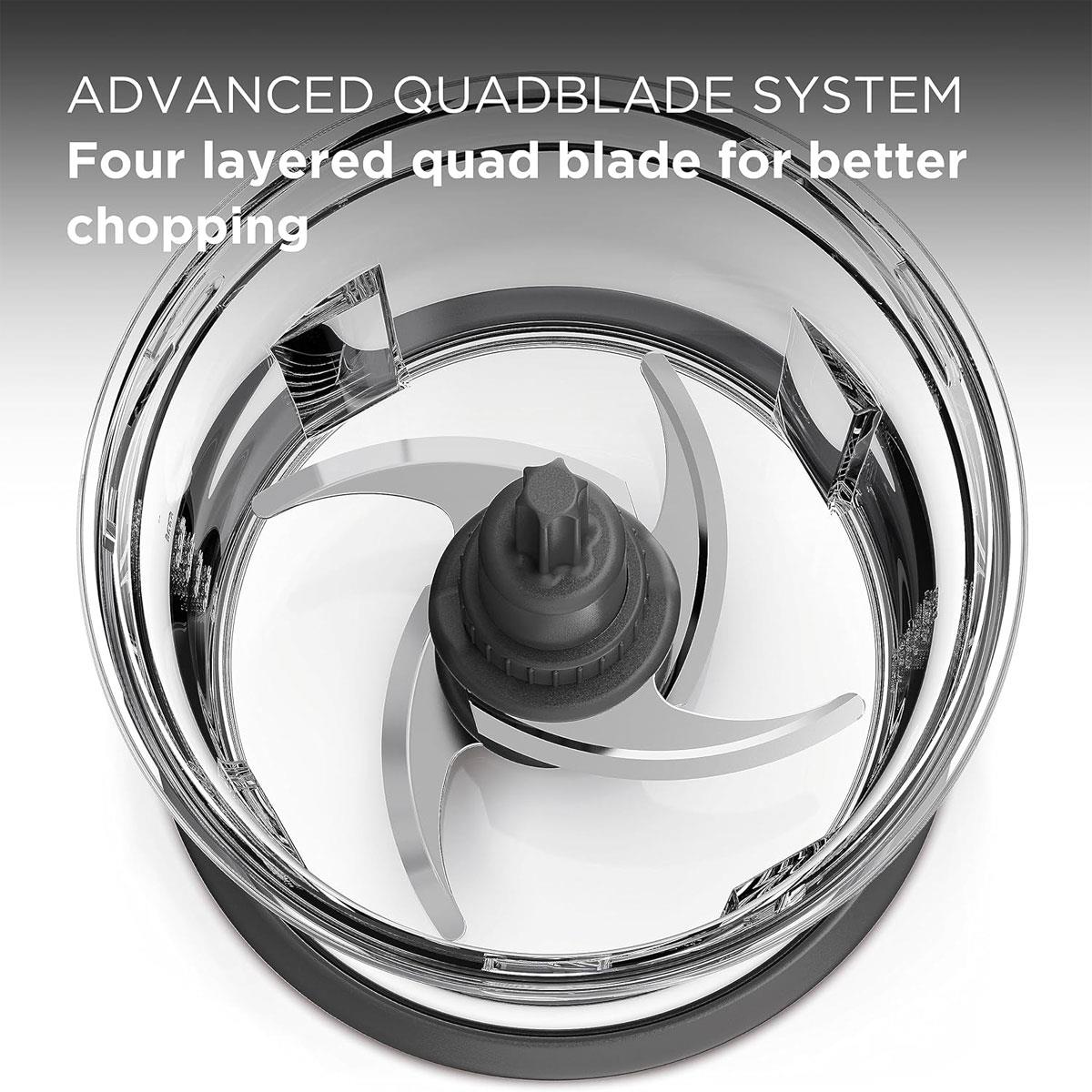 Kenwood Easy Chop Mini Chopper Food Processor Ice Crushing 2 Speeds Quad Blade System Anti-Slip Ring 500W 0.5L Bowl White