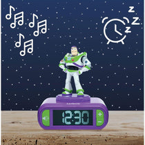 Lexibook 3D Toy Story Childrens Clock With Night Light Alarm Snooze Purple And Green