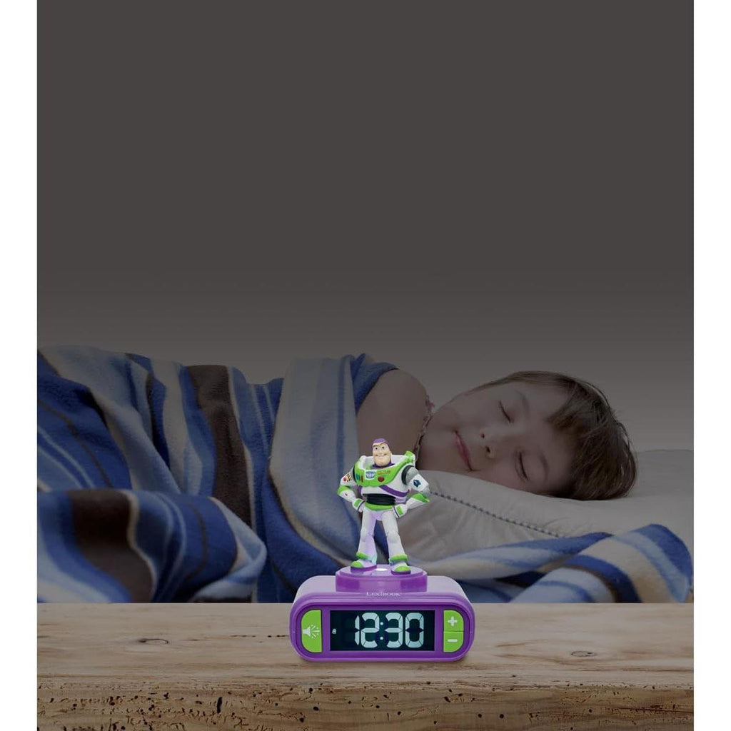 Lexibook 3D Toy Story Childrens Clock With Night Light Alarm Snooze Purple And Green