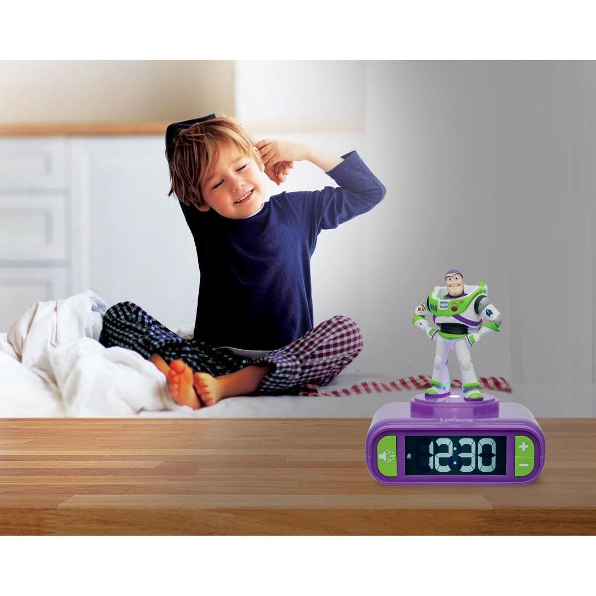 Lexibook 3D Toy Story Childrens Clock With Night Light Alarm Snooze Purple And Green