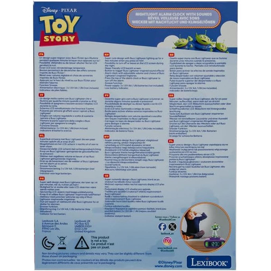 Lexibook 3D Toy Story Childrens Clock With Night Light Alarm Snooze Purple And Green