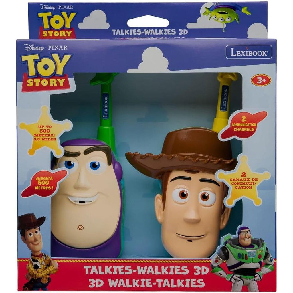 Lexibook Disney 3D Toy Story Walkie-Talkies Buzz Lightyear And Woody 500M Range Dual Channels Belt Clip Green/Yellow
