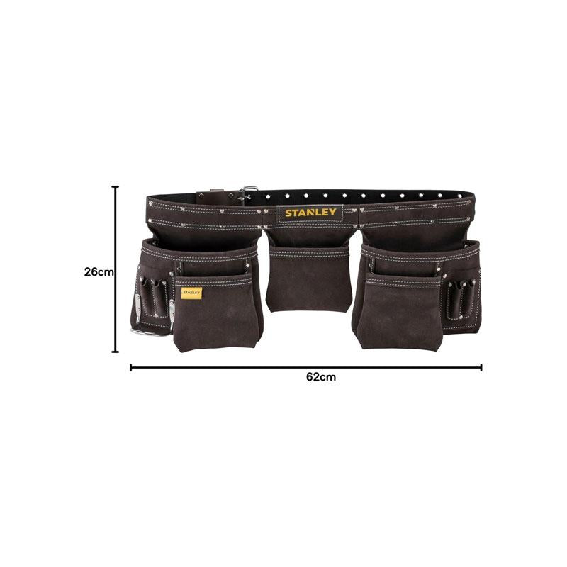 Stanley Leather Tool Belt Pouch Apron Professional Tool Belt Multi-Pockets Storage Organiser Integrated Hammer Loop Brown