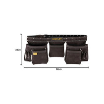 Stanley Leather Tool Belt Pouch Apron Professional Tool Belt Multi-Pockets Storage Organiser Integrated Hammer Loop Brown