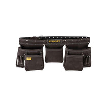 Stanley Leather Tool Belt Pouch Apron Professional Tool Belt Multi-Pockets Storage Organiser Integrated Hammer Loop Brown