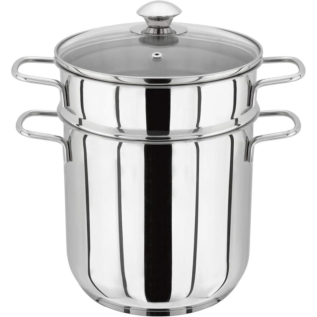 Judge Stainless Steel Pasta Pot 5.2 Litre with Drainer Insert Vented Glass Lid Induction Hob Stockpot Cooker