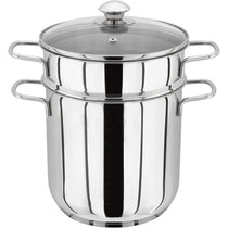 Judge Stainless Steel Pasta Pot 5.2 Litre with Drainer Insert Vented Glass Lid Induction Hob Stockpot Cooker