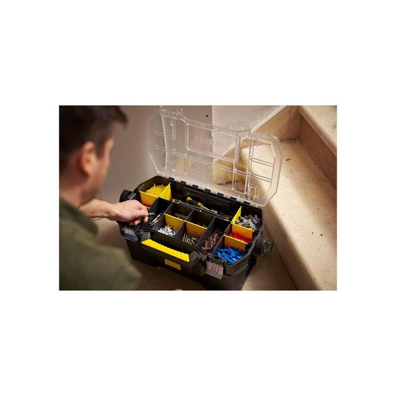 Stanley Tote Plus Toolbox Organizer 19 Inch Heavy Duty Plastic Tool Box Black/Yellow