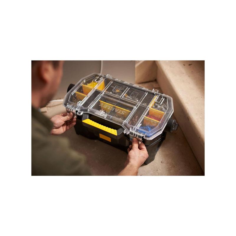 Stanley Tote Plus Toolbox Organizer 19 Inch Heavy Duty Plastic Tool Box Black/Yellow