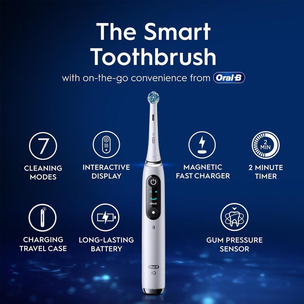 Oral-B iO9 Electric Toothbrush White With 1 Brush Head Charging Travel Case, 7 Cleaning Modes And App Connectivity