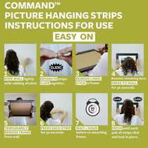 3M Command Large Picture Hanging Strips 4 Sets White Holds Up to 7.2 kg For Frames Up to 60 x 90 cm