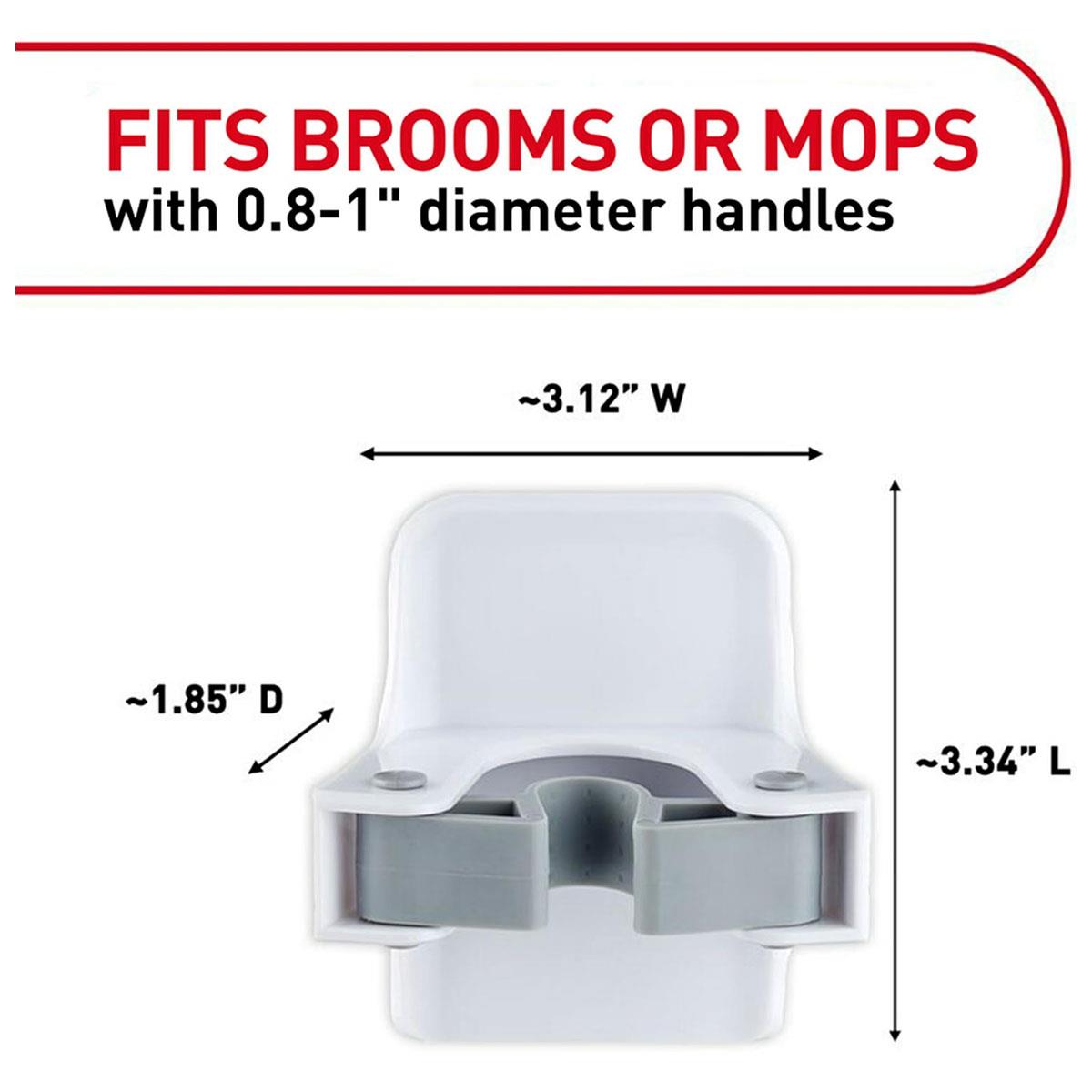 3M Command Broom Gripper 1 Holder with 2 Adhesive Strips White Holds Up to 1.8 kg