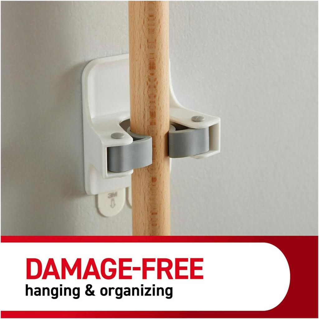 3M Command Broom Gripper 1 Holder with 2 Adhesive Strips White Holds Up to 1.8 kg