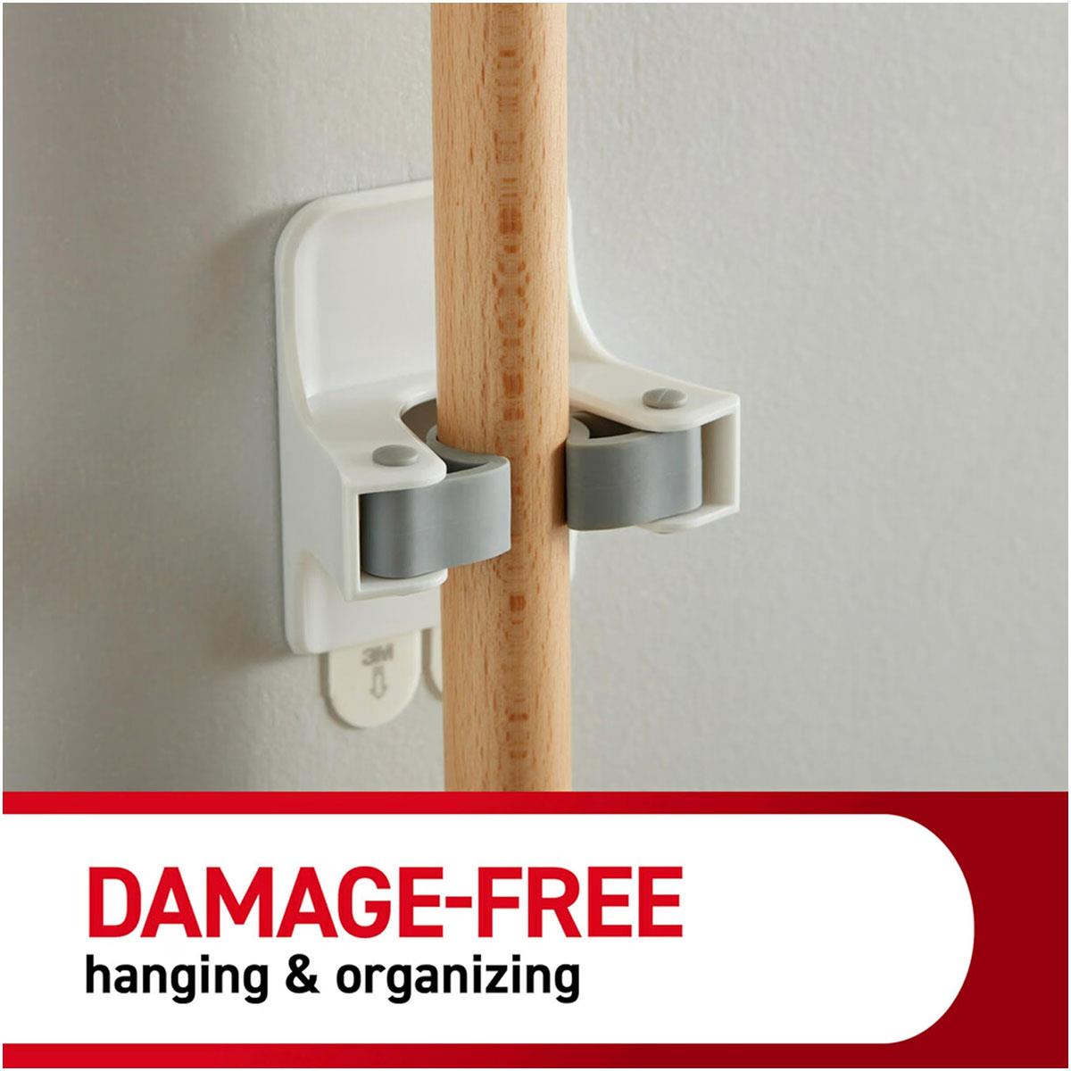 3M Command Broom Gripper 1 Holder with 2 Adhesive Strips White Holds Up to 1.8 kg