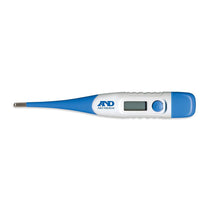 A&amp;D Medical Digital Flex Tip Thermometer Blue And White Oral Underarm And Rectal °C/°F Water-Resistant