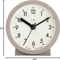 Acctim Gaby Small Analogue Alarm Clock Contemporary Round Quartz Bedside Clock Mocha Battery Powered