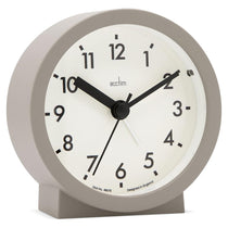 Acctim Gaby Small Analogue Alarm Clock Contemporary Round Quartz Bedside Clock Mocha Battery Powered