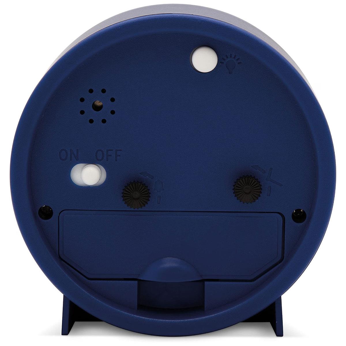 Acctim Gaby Small Analogue Alarm Clock Contemporary Round Quartz Bedside Clock Midnight Blue Battery Powered