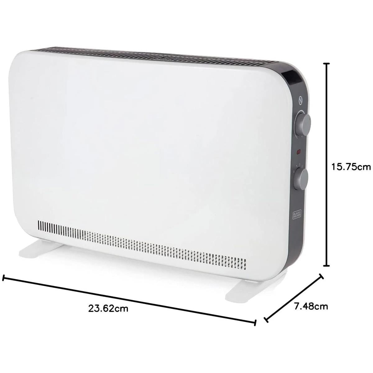 Black And Decker 2200W Portable Convection Heater 3 Heat Settings 800W 1200W 2200W Adjustable Thermostat White
