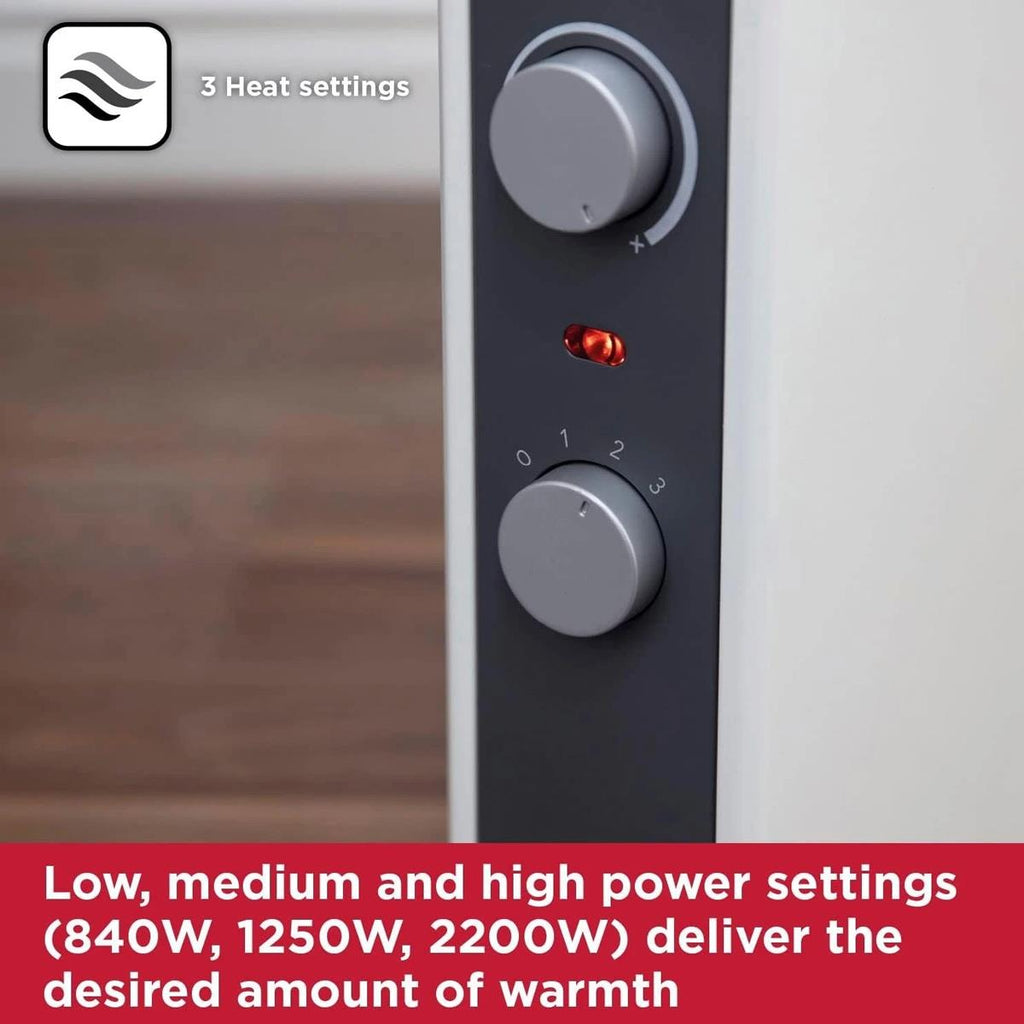 Black And Decker 2200W Portable Convection Heater 3 Heat Settings 800W 1200W 2200W Adjustable Thermostat White