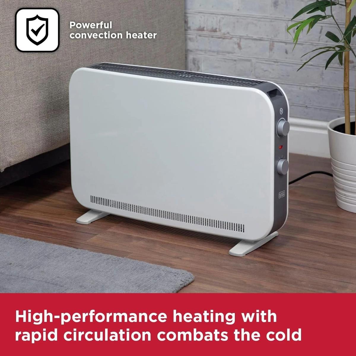Black And Decker 2200W Portable Convection Heater 3 Heat Settings 800W 1200W 2200W Adjustable Thermostat White