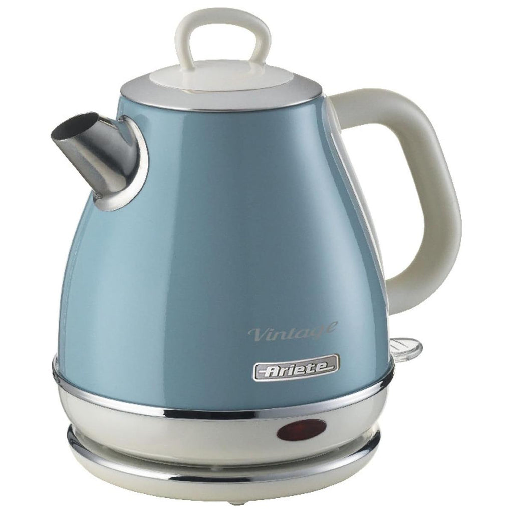 Ariete Vintage Retro Electric Jug Kettle 1 Litre 1600W Metal Cordless Jug With 360° Swivel Base Auto Shut-Off Blue