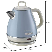 Ariete Vintage Retro Electric Jug Kettle 1 Litre 1600W Metal Cordless Jug With 360° Swivel Base Auto Shut-Off Blue