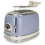 Ariete Vintage Blue 2-Slice Toaster 810W Metal Bread Toaster with 6 Browning Settings & Sandwich Tongs