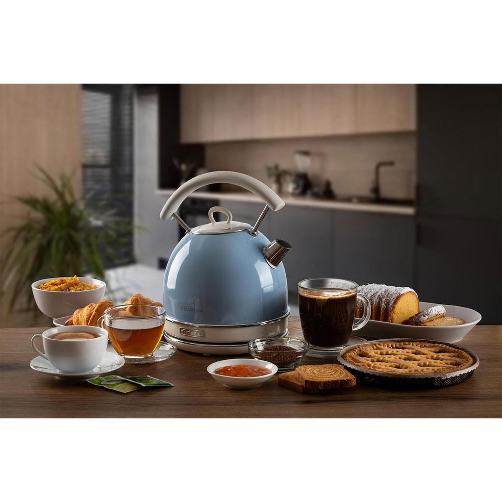 Ariete Cordless Electric Kettle Vintage Dome 1.7L 2000W Stainless Steel Glossy Blue