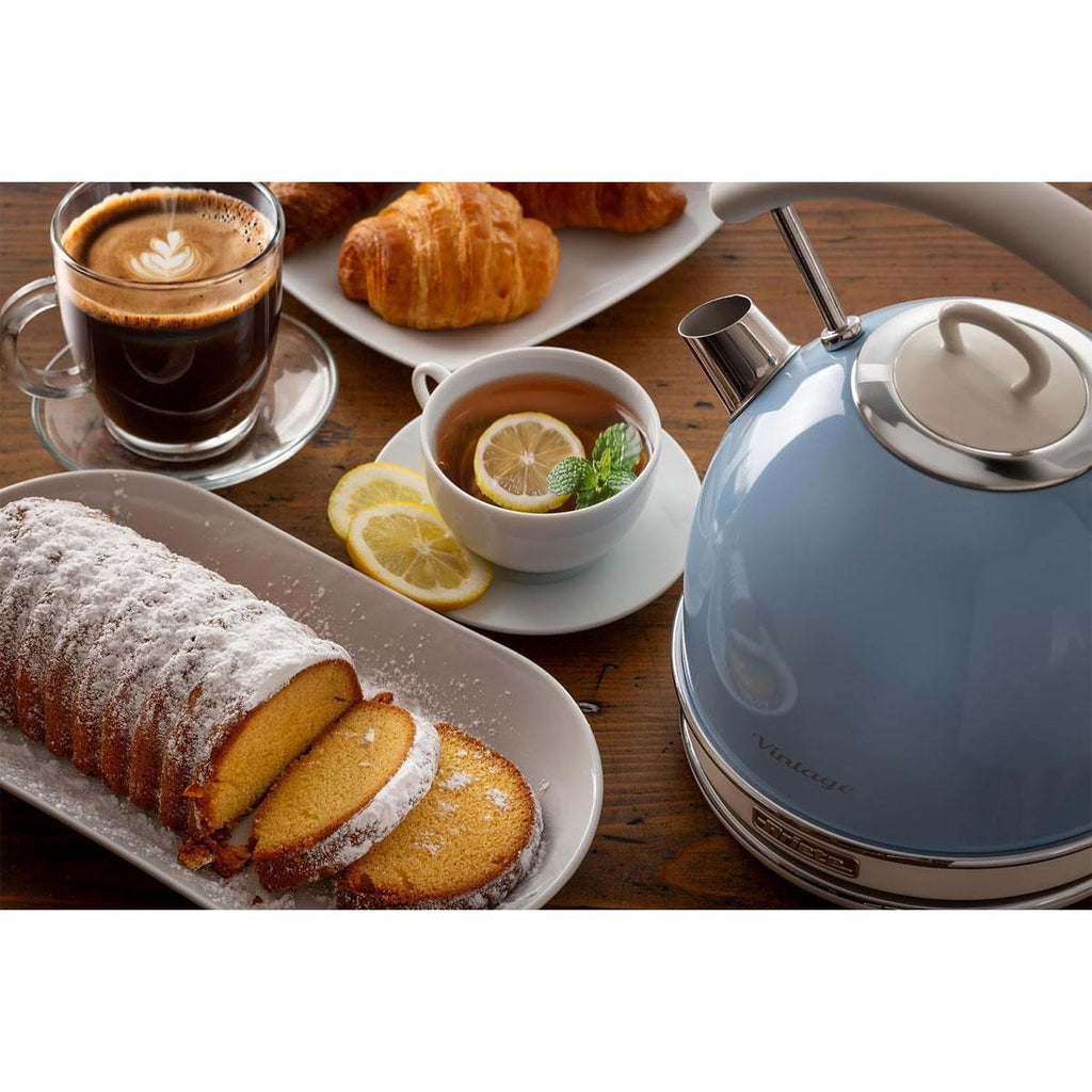Ariete Cordless Electric Kettle Vintage Dome 1.7L 2000W Stainless Steel Glossy Blue