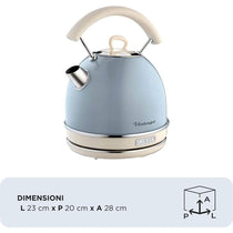 Ariete Cordless Electric Kettle Vintage Dome 1.7L 2000W Stainless Steel Glossy Blue