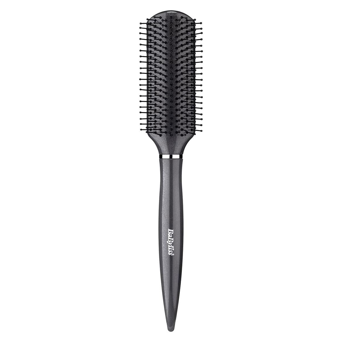 BaByliss Diamond Styling Hair Brush Round Detangling Brush with Firm Plastic Bristles Black 31 cm