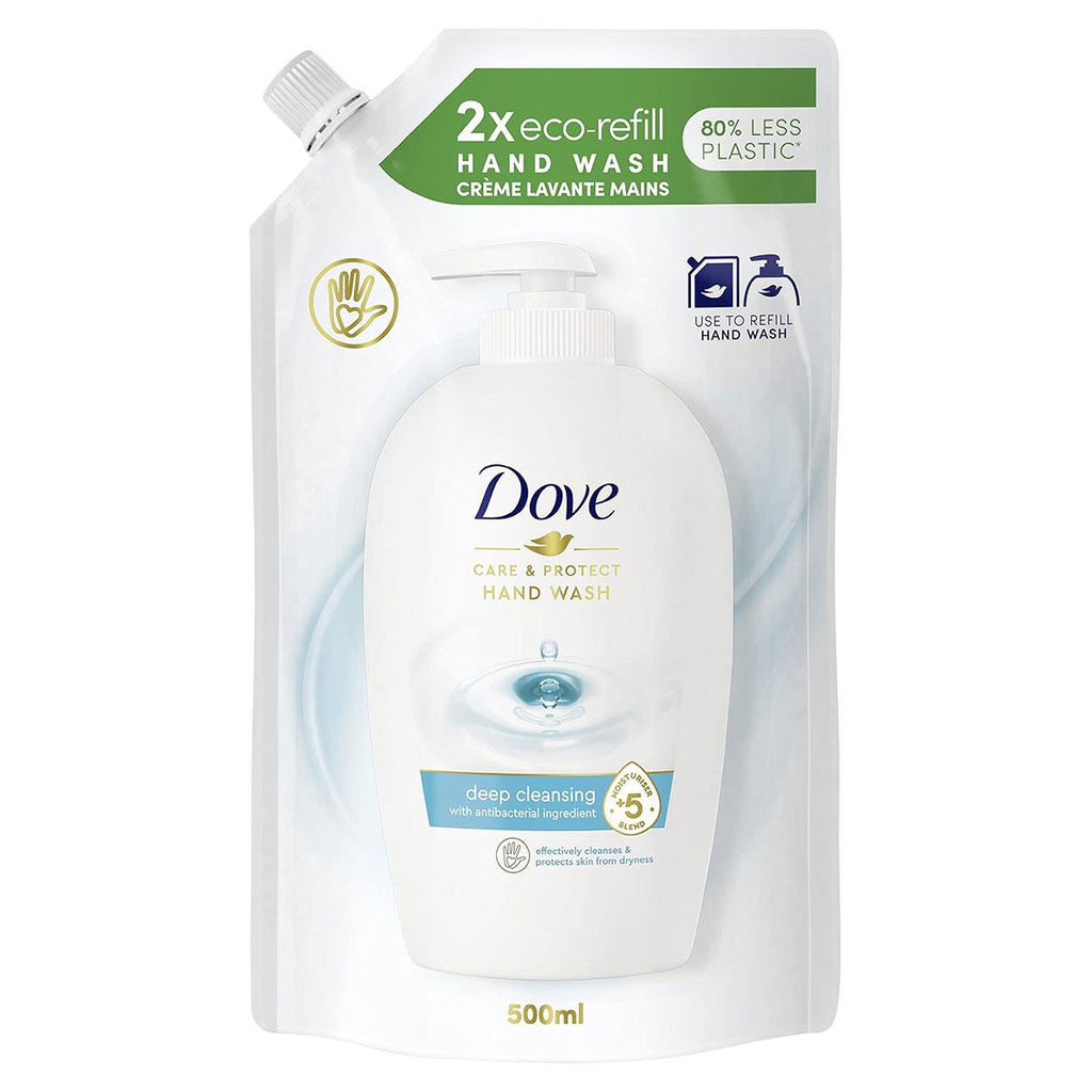 Dove Care & Protect Liquid Hand Soap Refill with ¼ Moisturiser Antibacterial Formula Oat Blossom 500ml