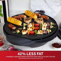 George Foreman Indoor Outdoor Electric BBQ Grill 2400W Black with 1500cm² Cooking Surface Variable Temperature Control