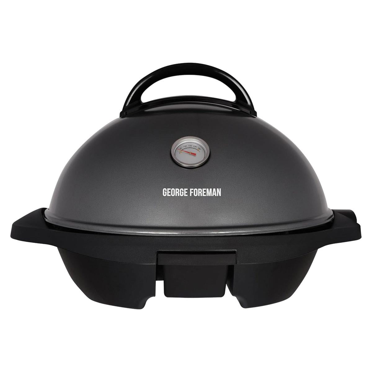 George Foreman Indoor Outdoor Electric BBQ Grill 2400W Black with 1500cm² Cooking Surface Variable Temperature Control