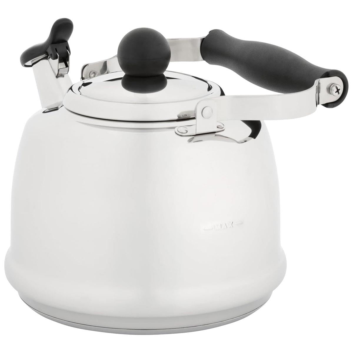 Judge 1.9L Stovetop Kettle Stainless Steel Whistling Kettle Heat Resistant Handle Non-Drip Spout All Hob Types