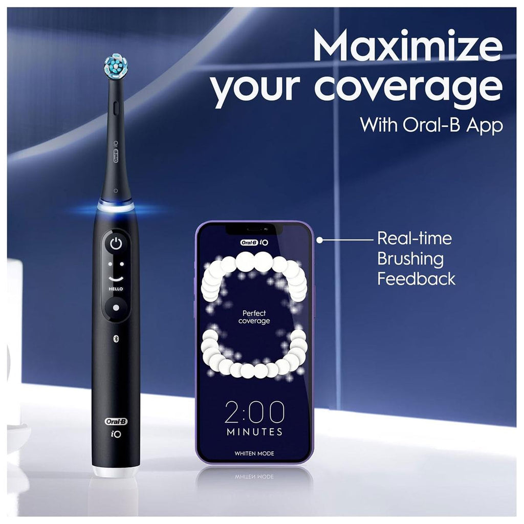 Oral-B iO6 Electric Toothbrush for Adults 2 Handles Black Lava & Pink Sand 2 Heads 5 Modes Whitening