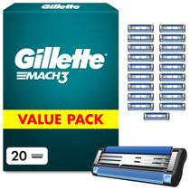 Gillette Mach3 Razor Blade Refills for Men Pack of 20 3-Blade Replacement Cartridges with Lubrastrip Fits Mach3 Razors