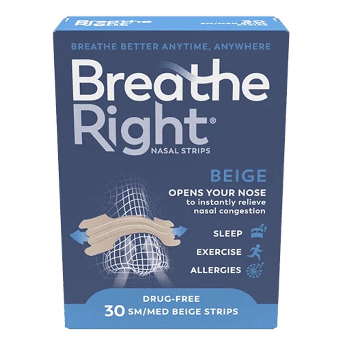 Breathe Right Original Tan Nasal Strips Small/Medium 30 Count