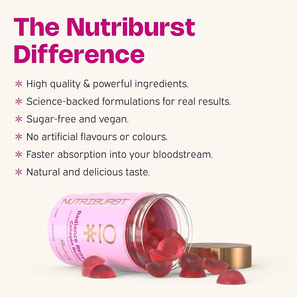 Nutriburst Vegan Radiance Renew Collagen Builder Gummies 60 Count