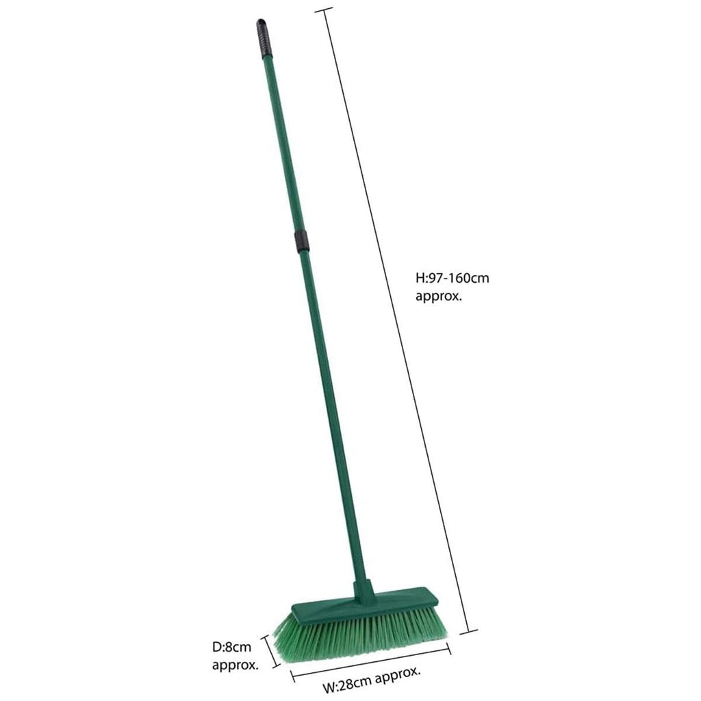 JVL Outdoor Hard Bristle Broom Green