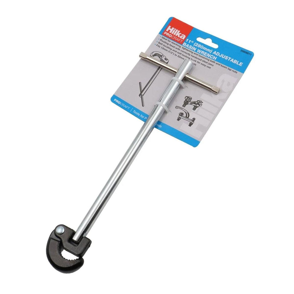 Hilka Tools 11" Adjustable Basin Wrench Silver