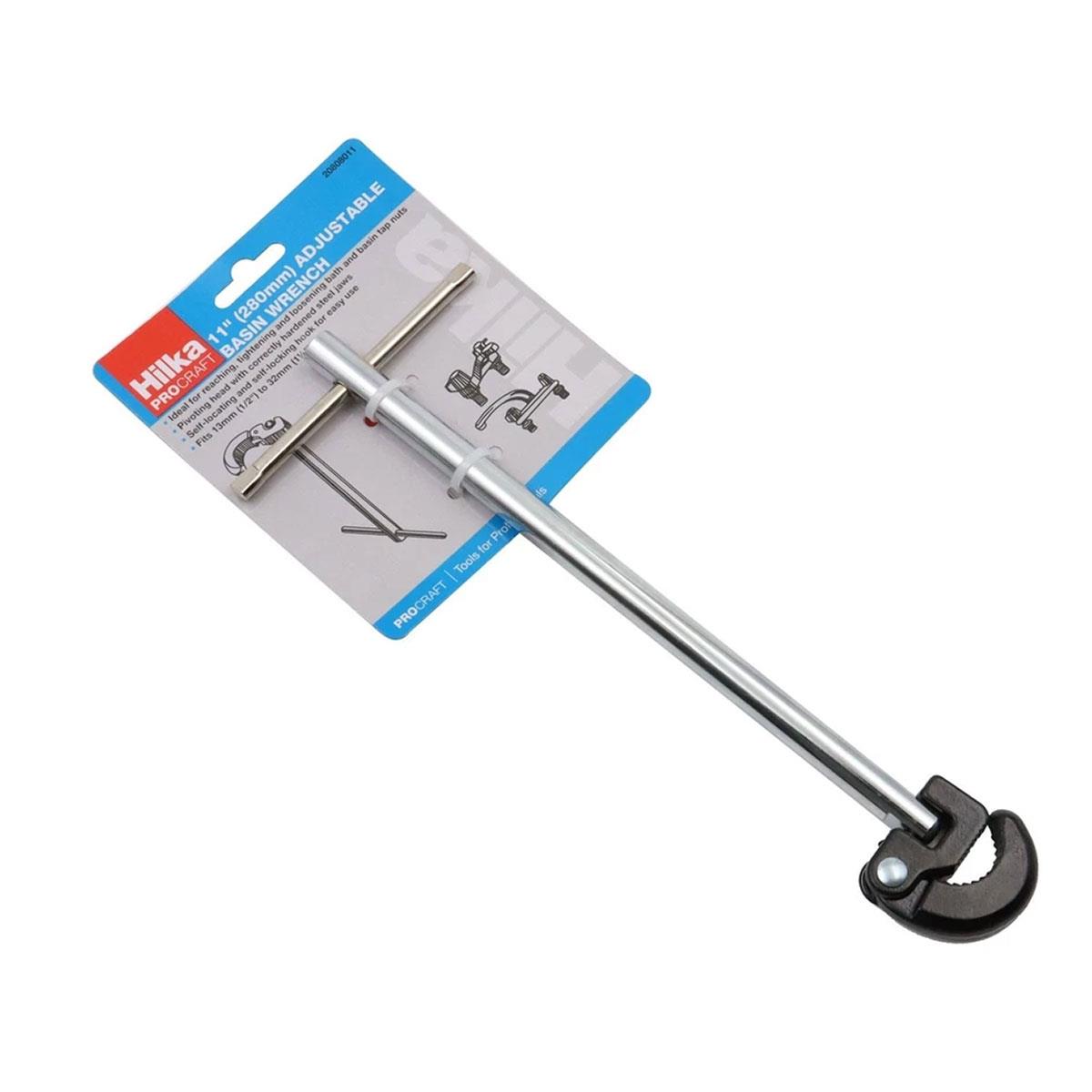 Hilka Tools 11" Adjustable Basin Wrench Silver