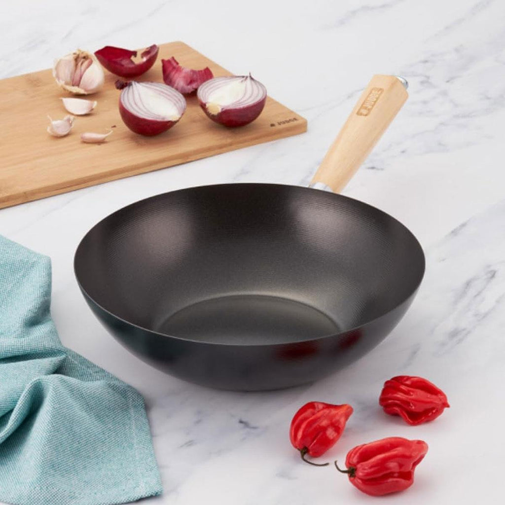Judge Essentials Carbon Steel Non-Stick Stir Fry Wok 30cm Black