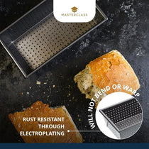 MasterClass Crusty Bake Non Stick Perforated Carbon Steel Loaf Tin Grey
