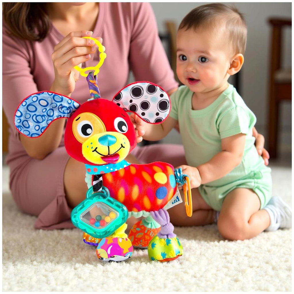 Playgro Sensory Activity Friend Penny Puppy Plush Stroller Toy