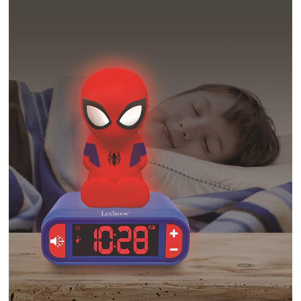 Lexibook 3D Spider-Man Childrens Clock Multicolour